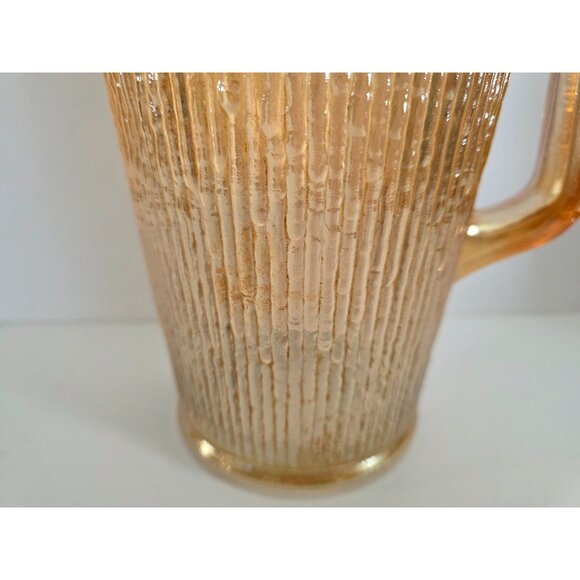 Jeanette Marigold Tree Bark Vintage Glass Pitcher With Textured Design & Handle - Picture 3 of 10